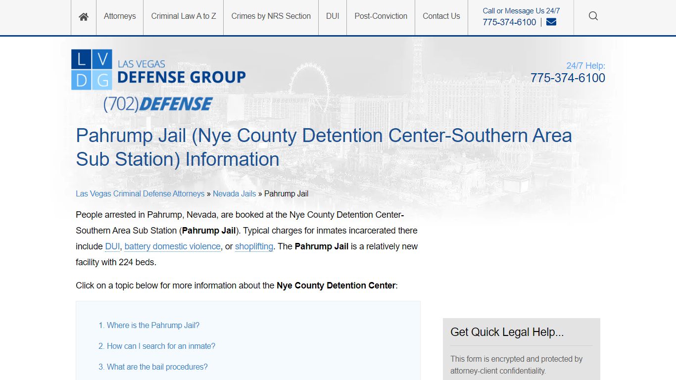 Pahrump Jail (Nye County Detention Center-Southern Area Sub Station ...